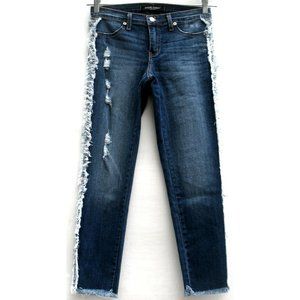 Angry Rabbit Skinny Cropped Distressed Raw Edge Low Rise Medium Wash Sz 29/9 tag